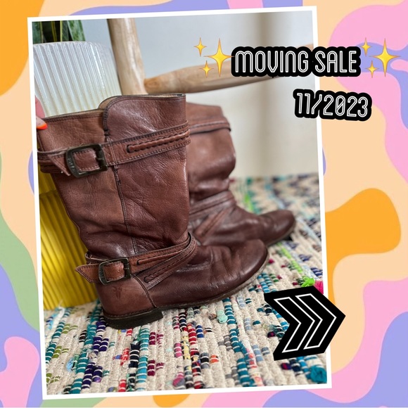 FRYE Paige Trapunto Leather Buckle Boot in Smoke - Picture 2 of 13